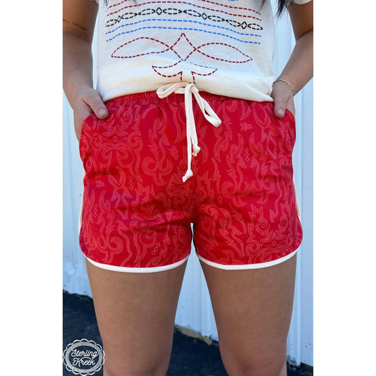 Raised Round Here Shorts - Red