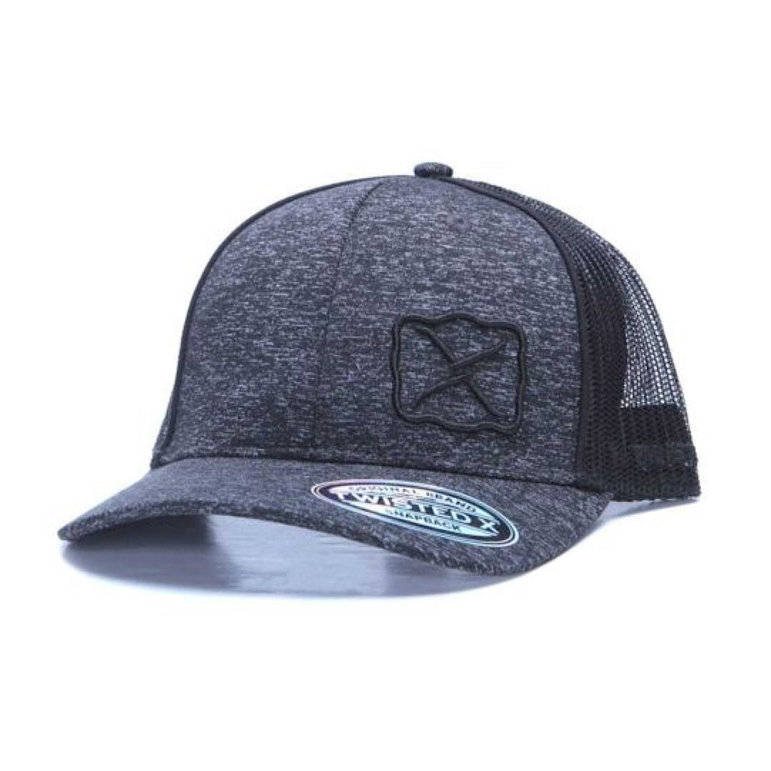 Twisted X - Black Heather & Black Embroidered Black Logo Snap Back Men’s Ball Cap XC-145