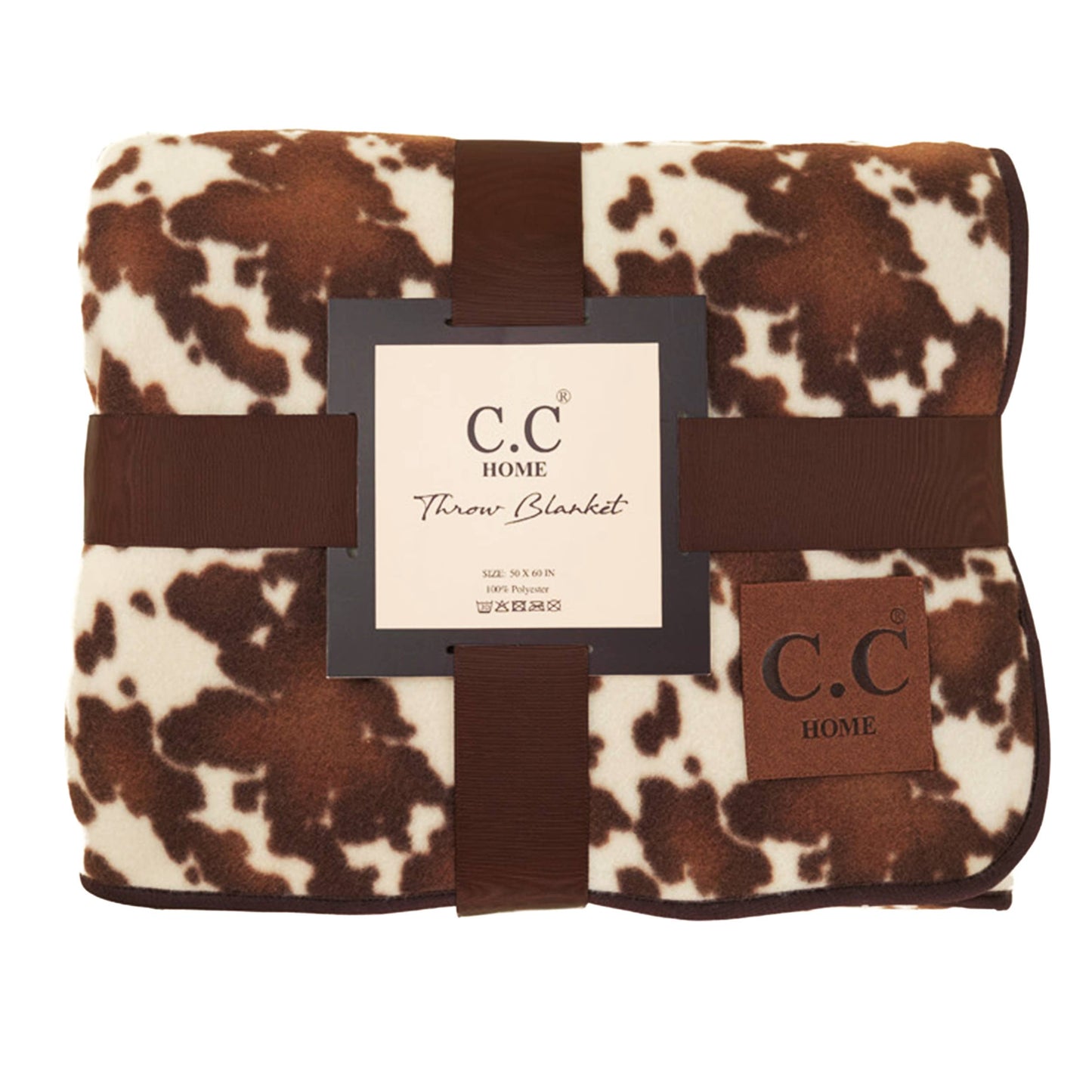 C.C Cow Print Pattern with Sherpa Throw Blanket