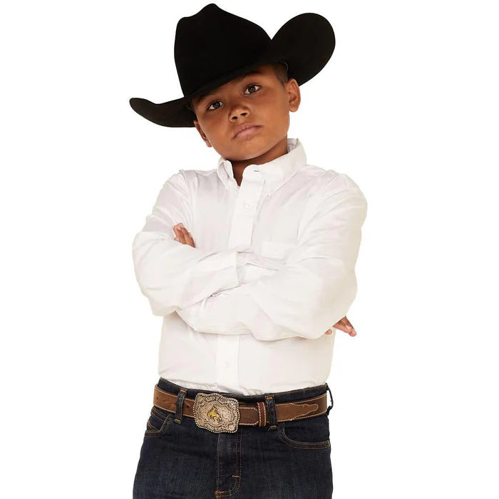 Cinch Boys  Solid Button-Down Western Shirt - White MTW7060031