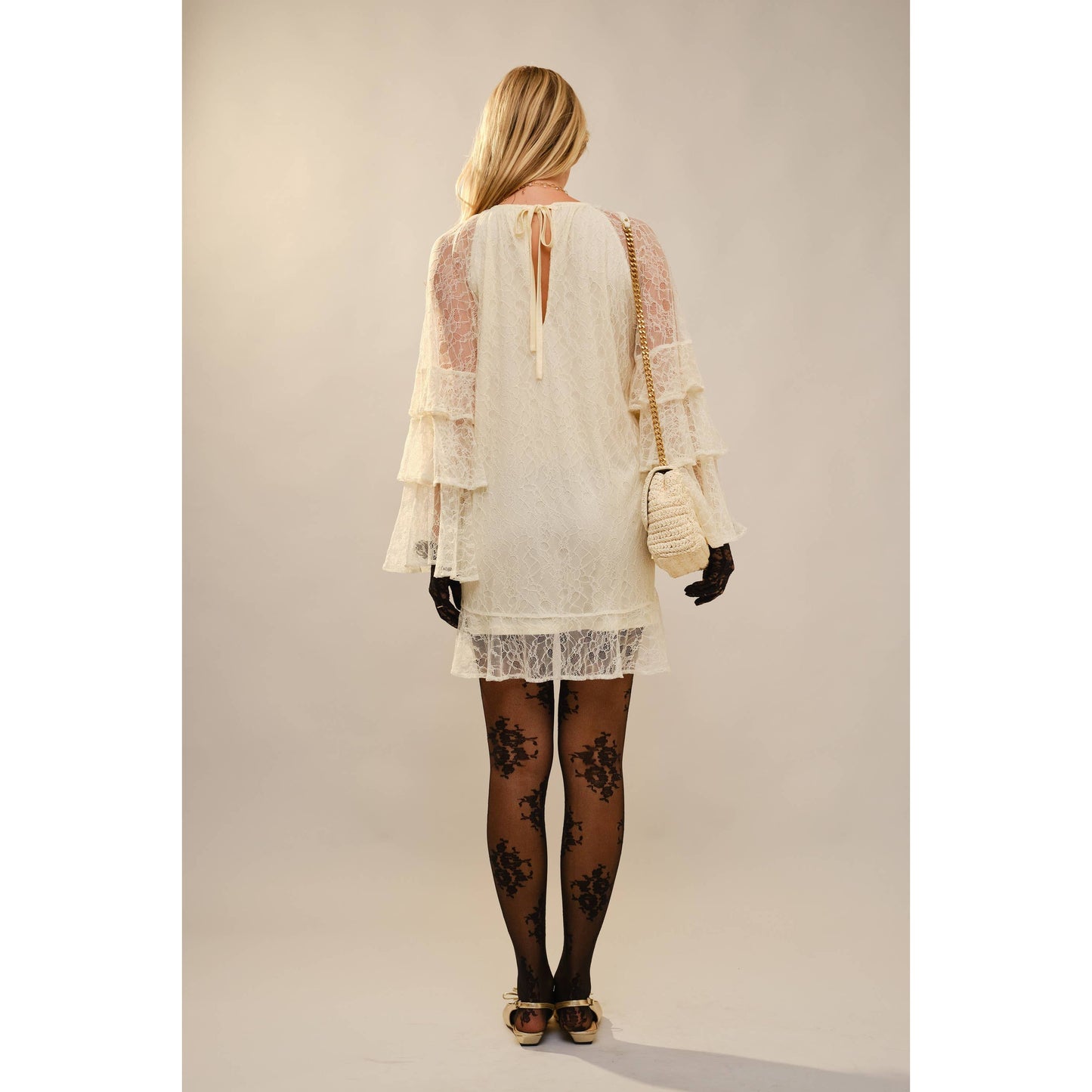 Round Neck Western Embroidery Ruffle Sleeve Dress 23729D