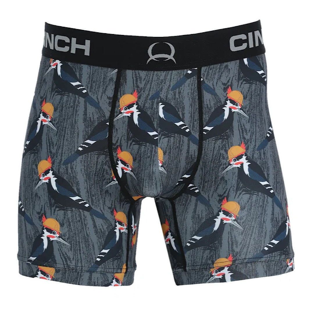 MEN'S CINCH WOODPECKER PRINT 6" BOXER BRIEFS