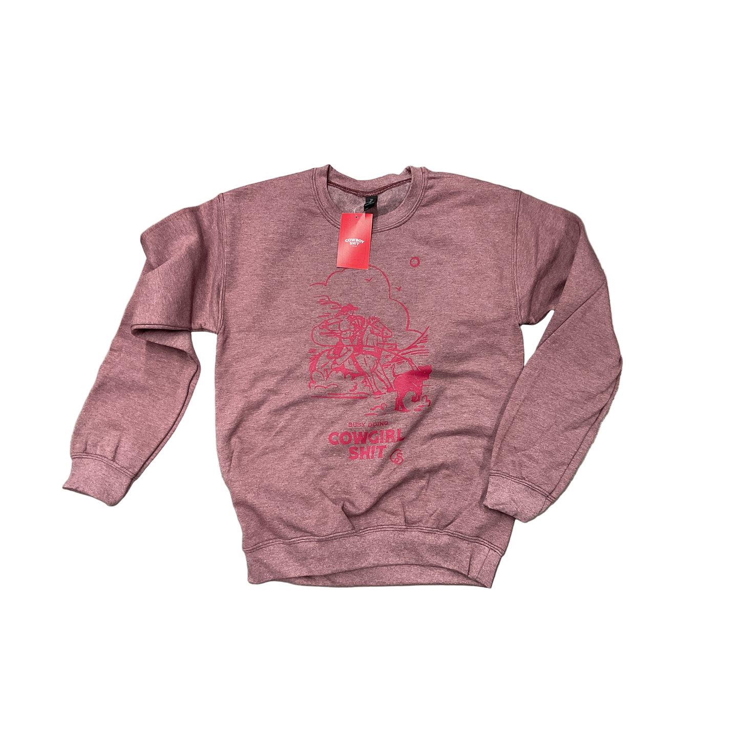 Cowgirl Sh*t Crewneck Sweatshirt, Heather Dark Maroon 267