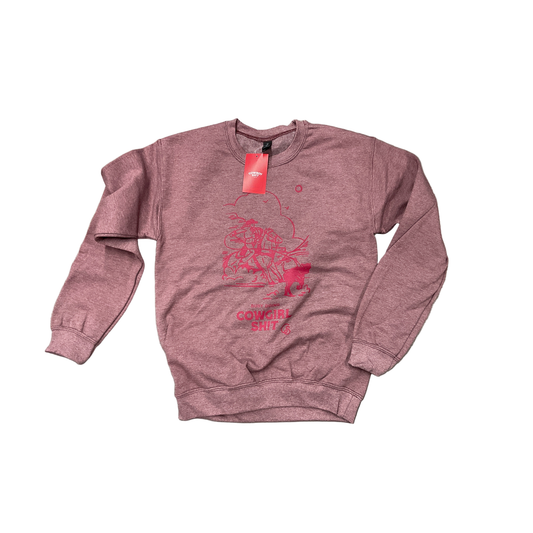 Cowgirl Sh*t Crewneck Sweatshirt, Heather Dark Maroon 267