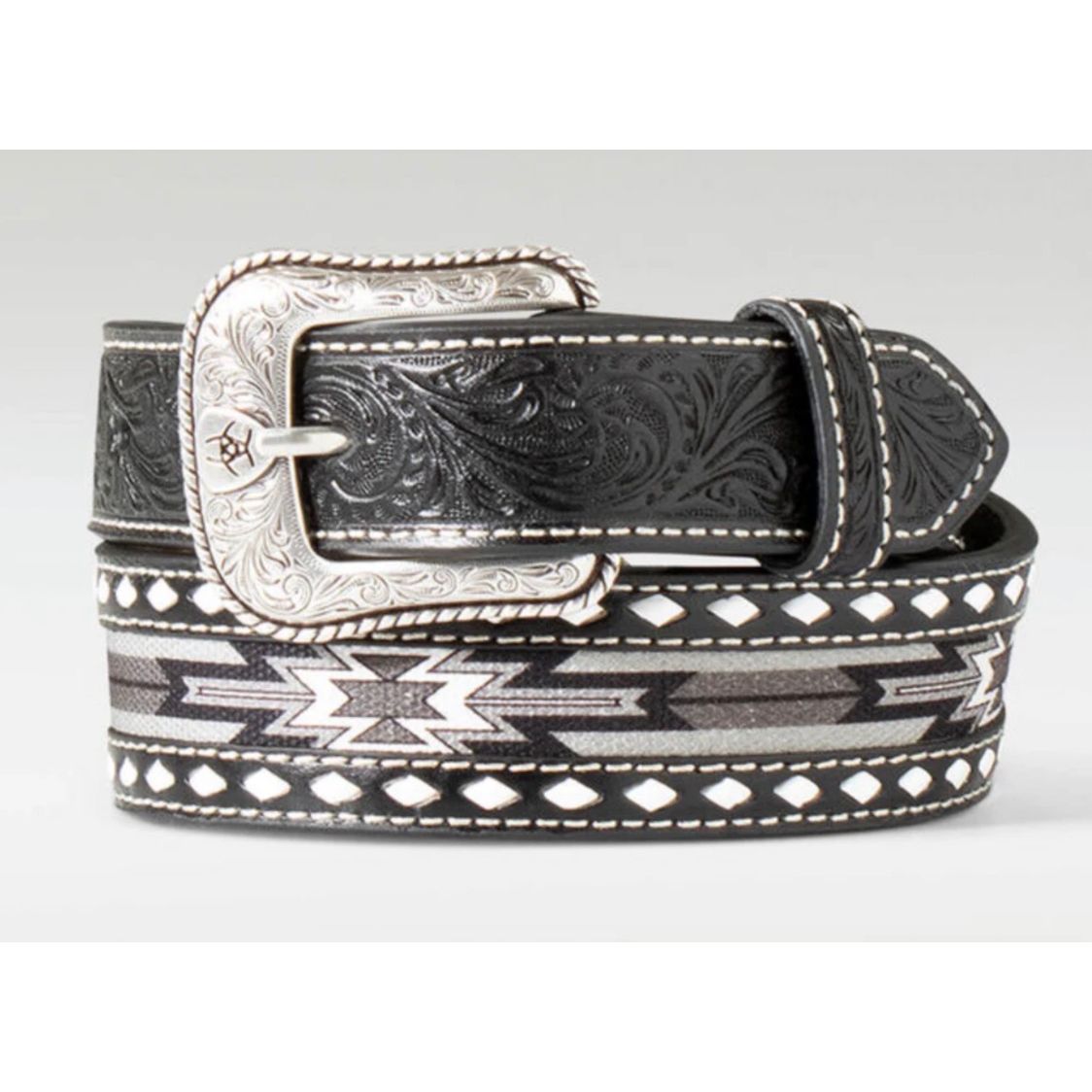 Ariat Boy's Southwest Inlay w/ Diamond Lacing Belt - Black A1308101