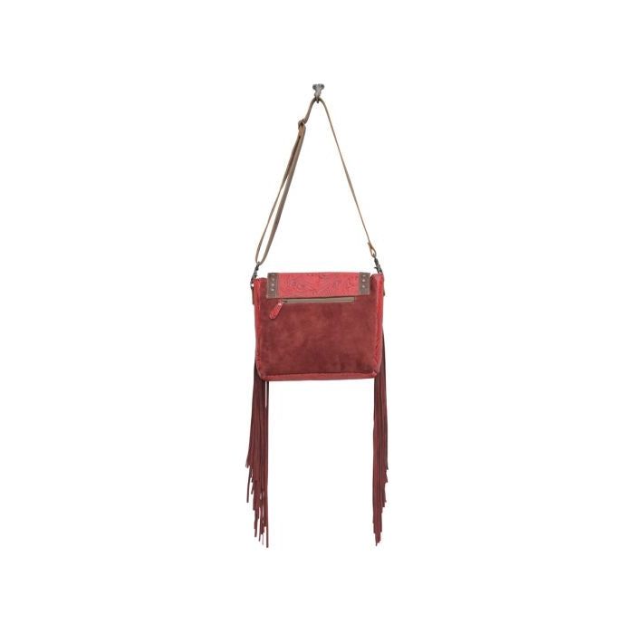 Myra Bag- Cherry Pops Leather with Fringe Tooled Handbag S-5647