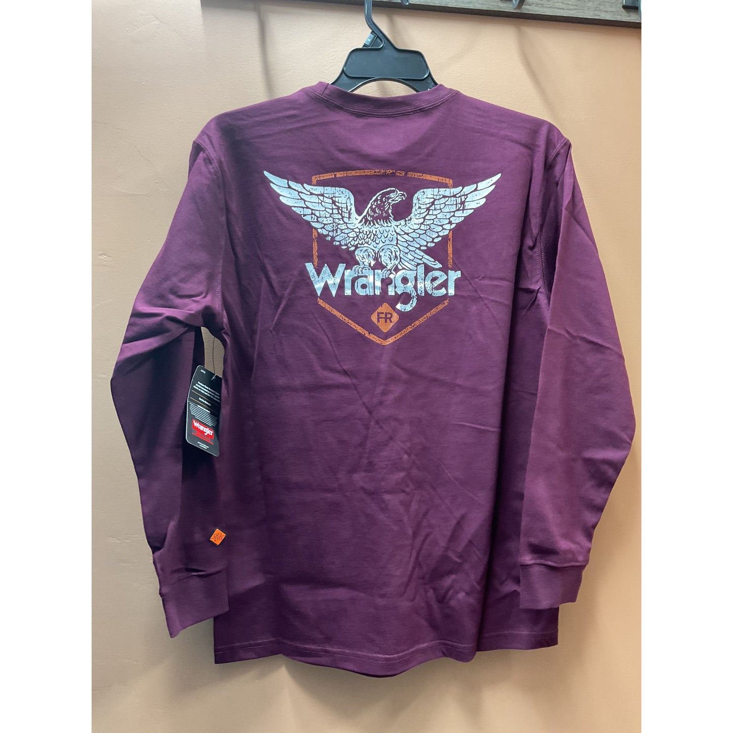 WRANGLER® FR FLAME-RESISTANT, Long Sleeve Tee Work Shirt, Maroon 112366290