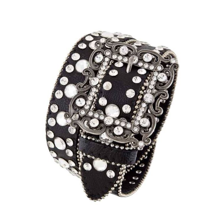 Motif Floral Crystal Buckle Fashion Belt