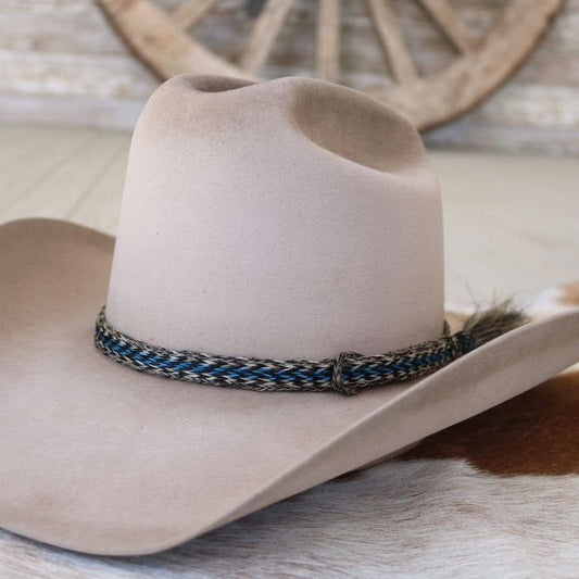 Willow Lane Hat Co. - Horsehair Braided Blue Single Tassel Hat Band - Caleb