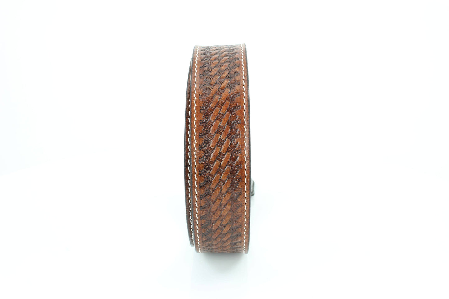 Basketweave Leather Belt with Floral Buckle RMB 002