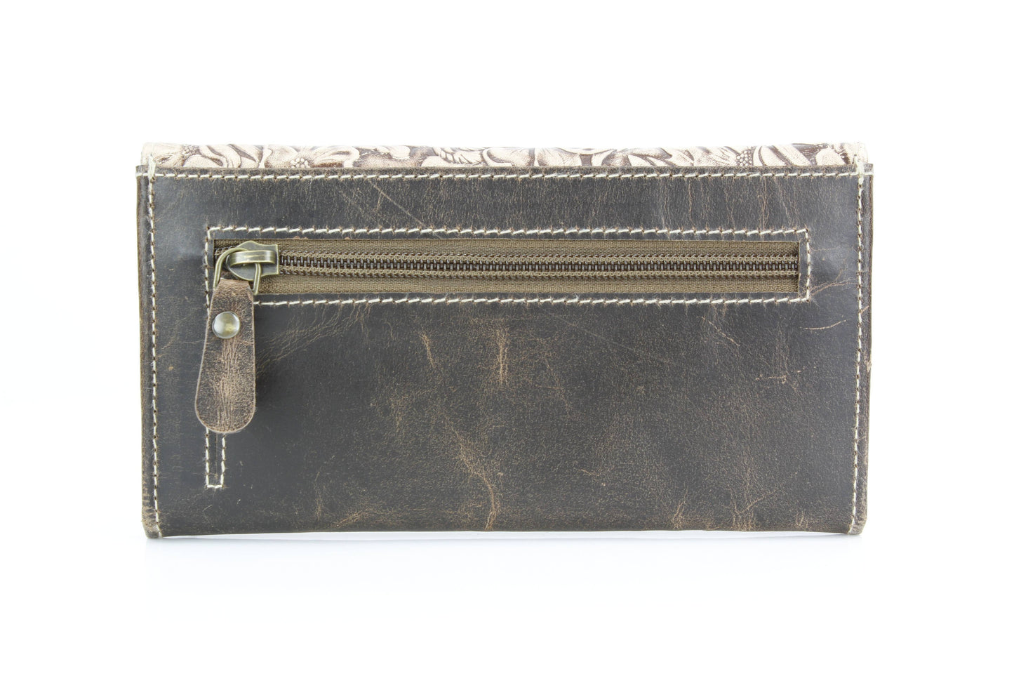 Women’s Brown Leather Leaf Clutch Wallet ABLW 18-2515