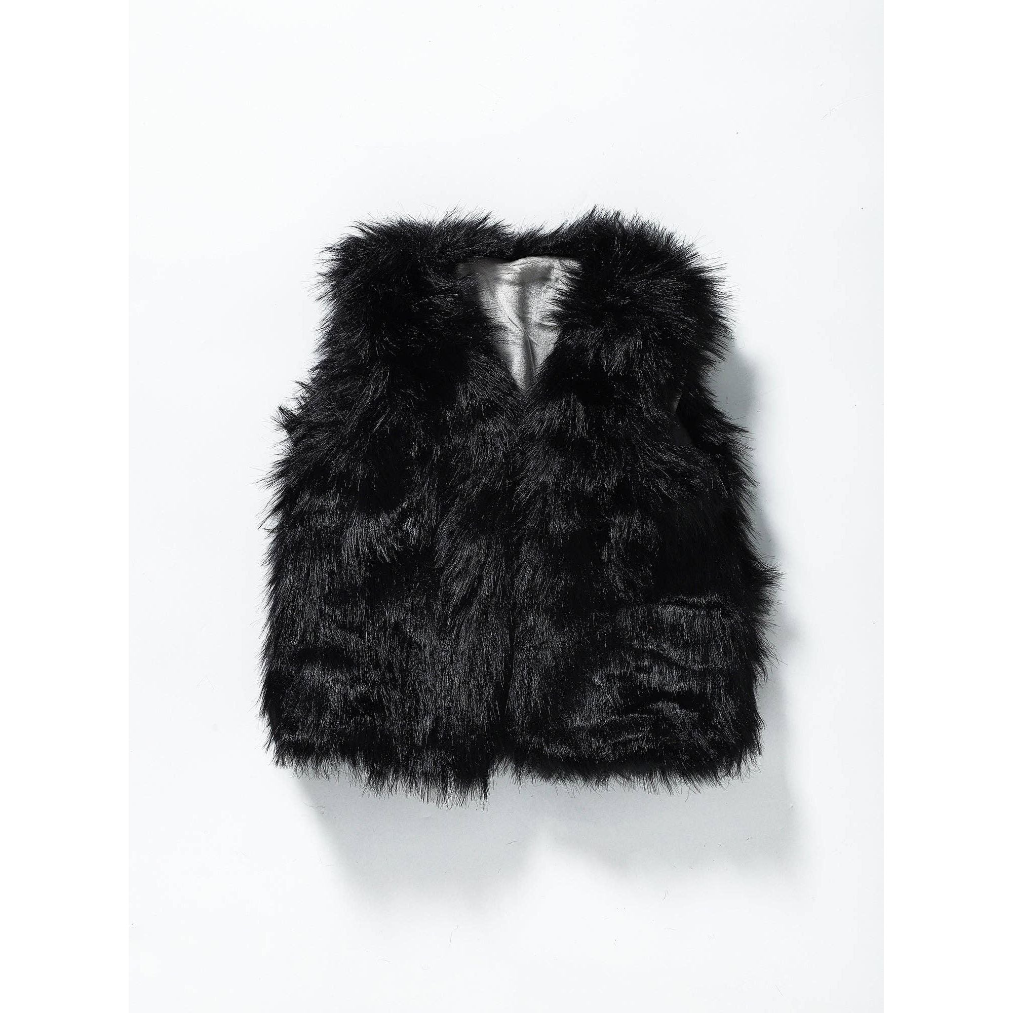 Black Fur Girls Winter Vest