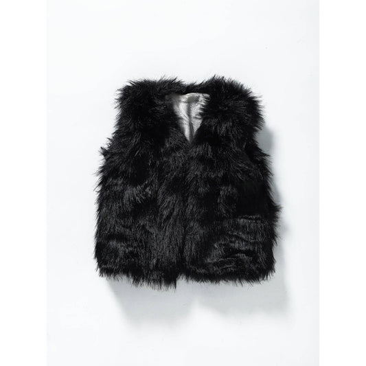 Black Fur Girls Winter Vest