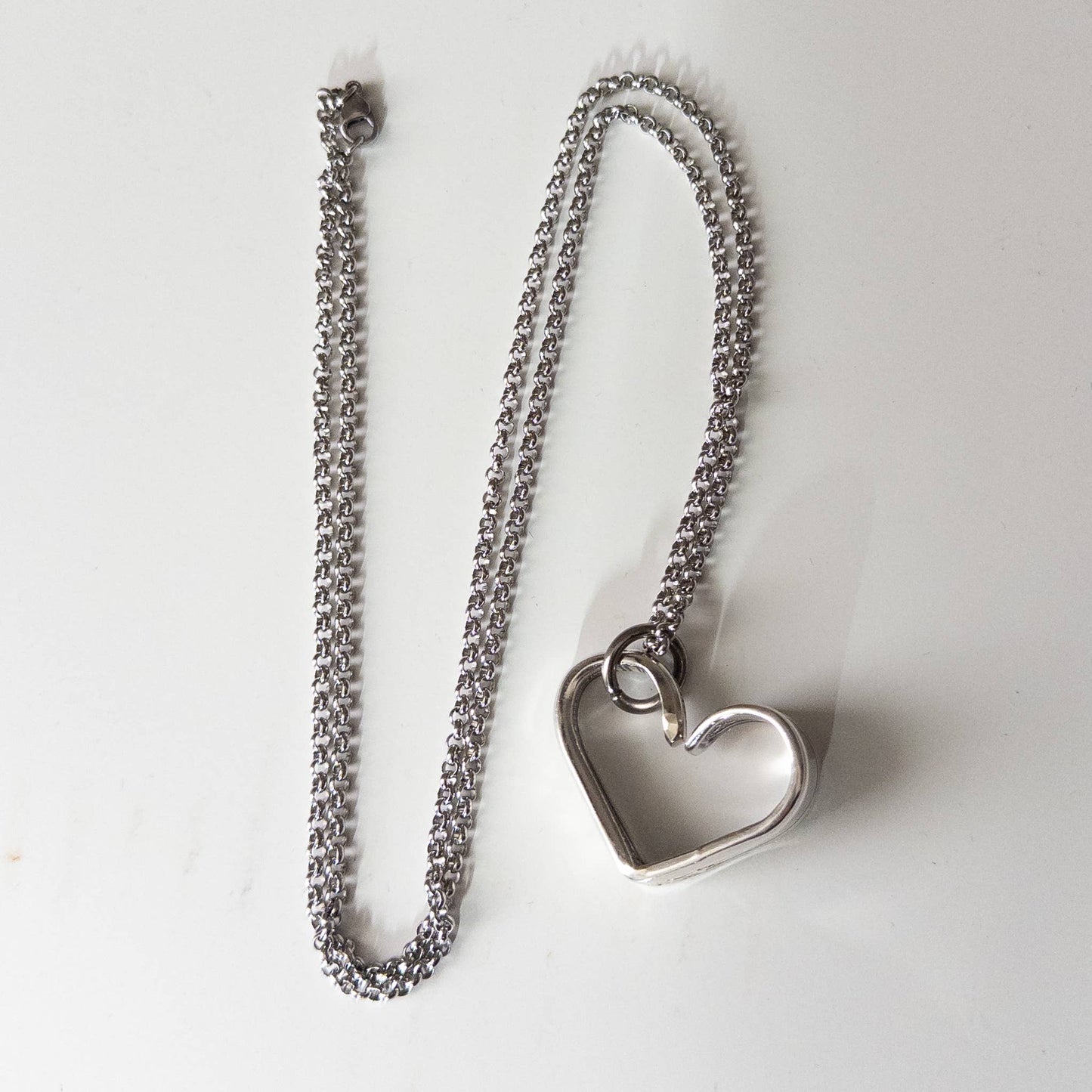 Bent Heart Silverware Necklace
