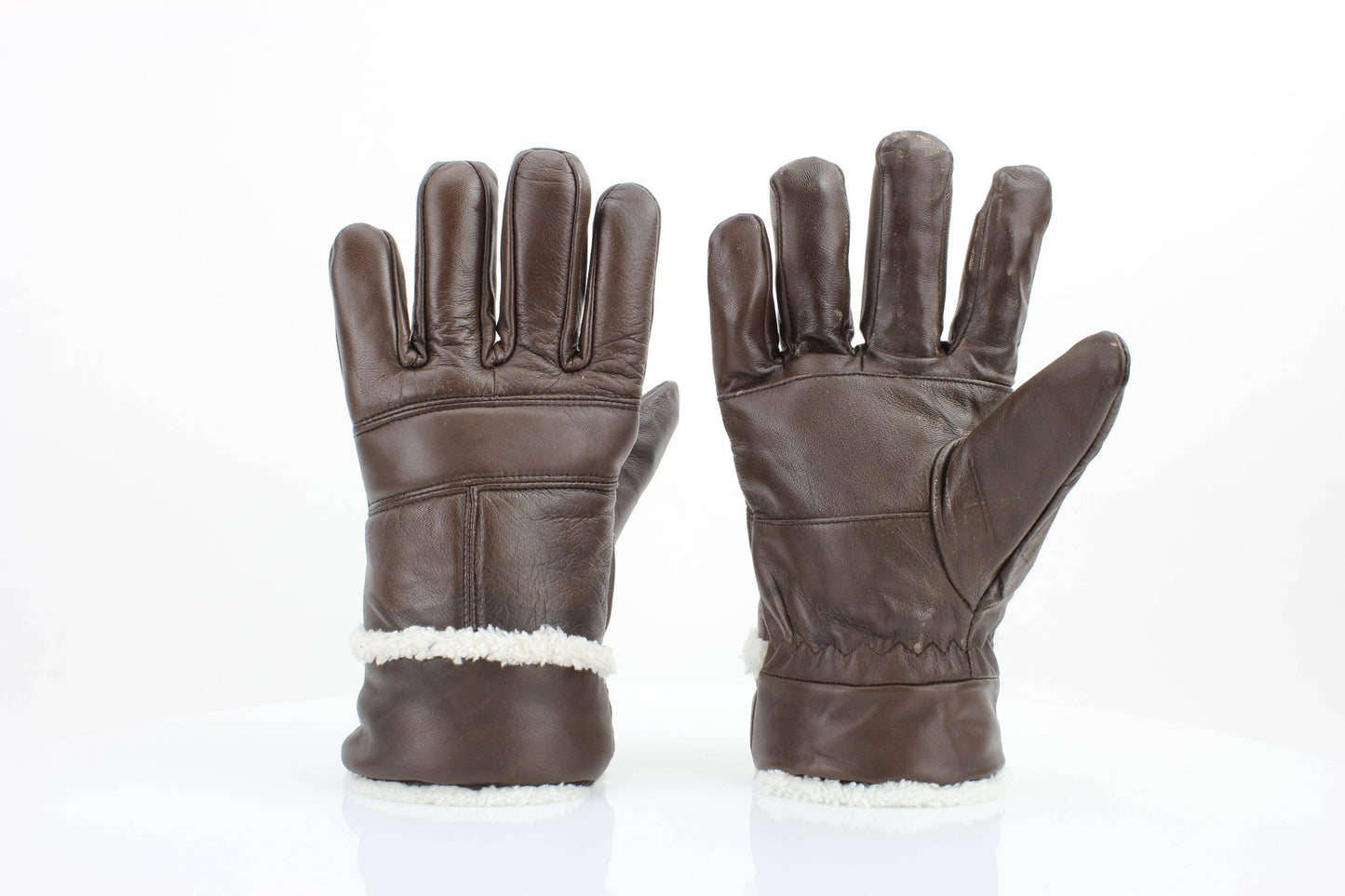 Sheepskin Leather Gloves with White Sherpa Lining ABGL102SH