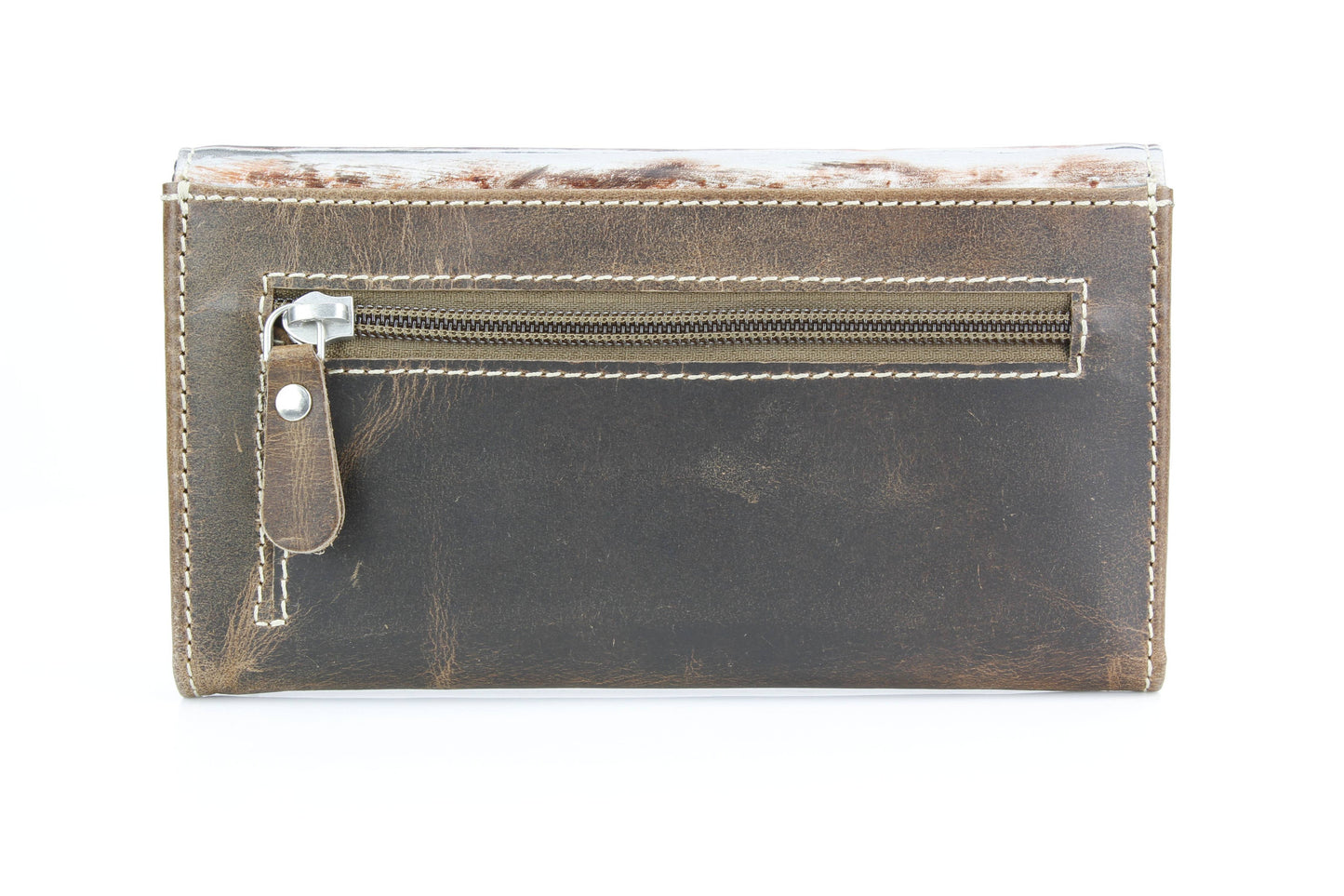 Women’s Brown Leather Silver Aztec Clutch ABLW 18-2524
