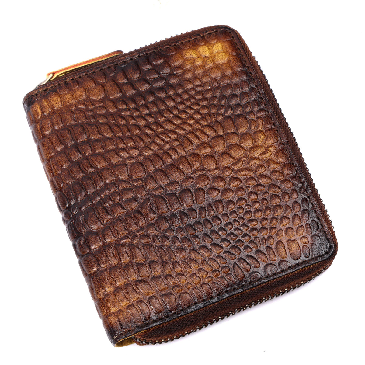 Genuine Leather Wallet RFID – (Tan / Brown Croco) Dual-Tone 253