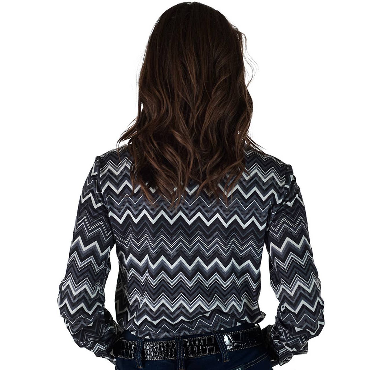 Cowgirl Tuff Co. / B. Tuff Jeans - Pullover Button Up Grayscale Chevron Stretch Jersey