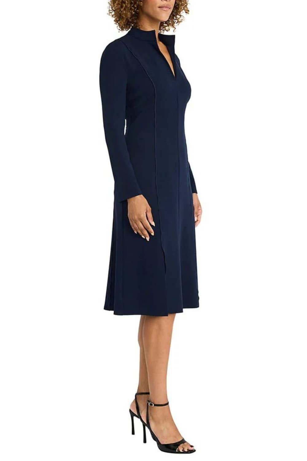 Maggy London Split Neck Midi A-Line Dress