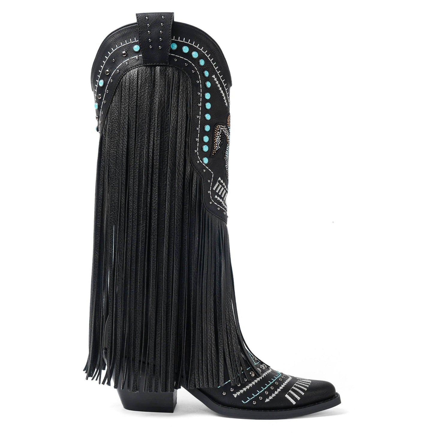 Fringe Cowgirl Boots with Rhinestone Accents