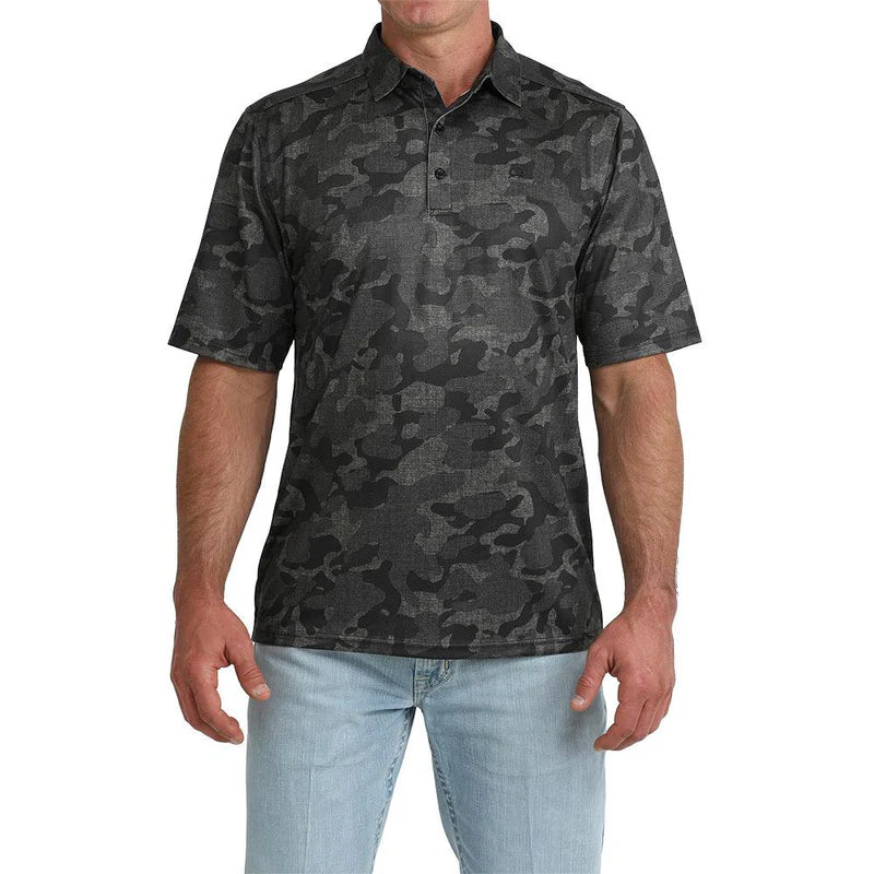 Cinch Men's Black Camo ArenaFlex Polo MTK1865049