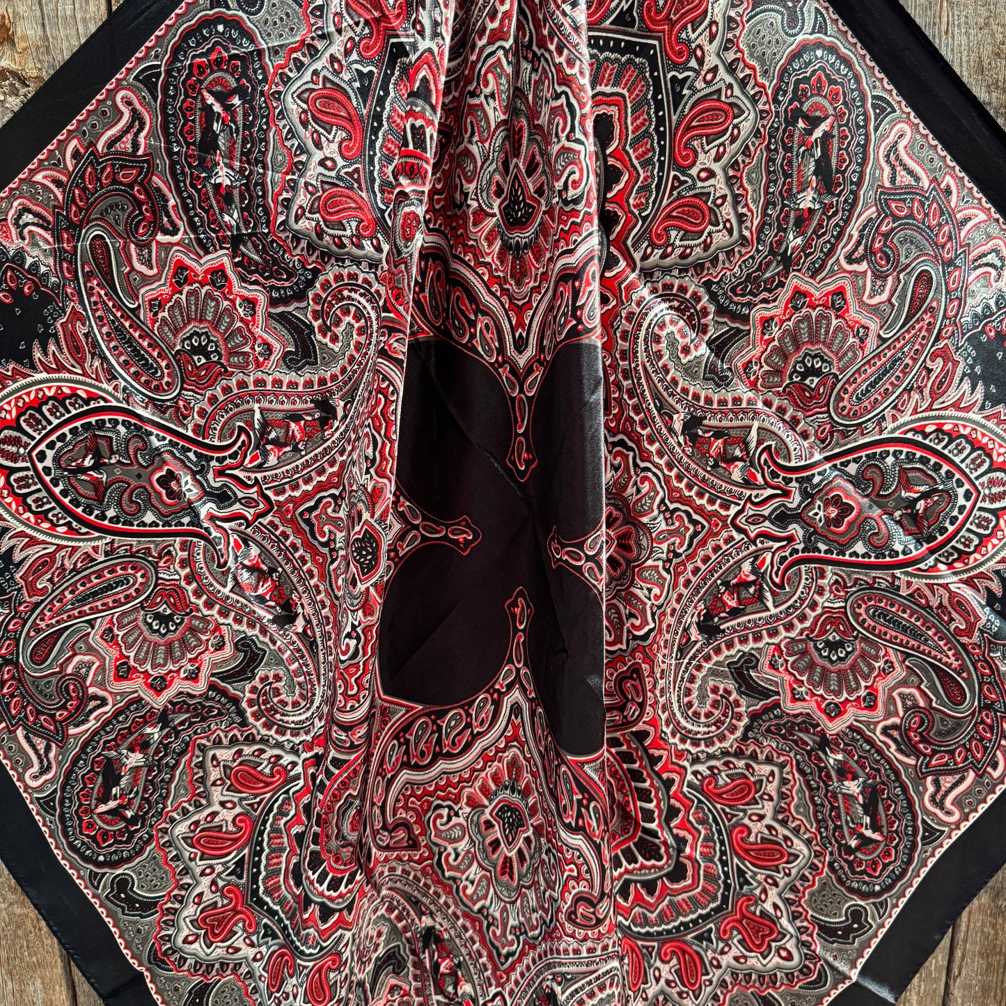 Black and Red Paisley Wild Rag - Western Scarf