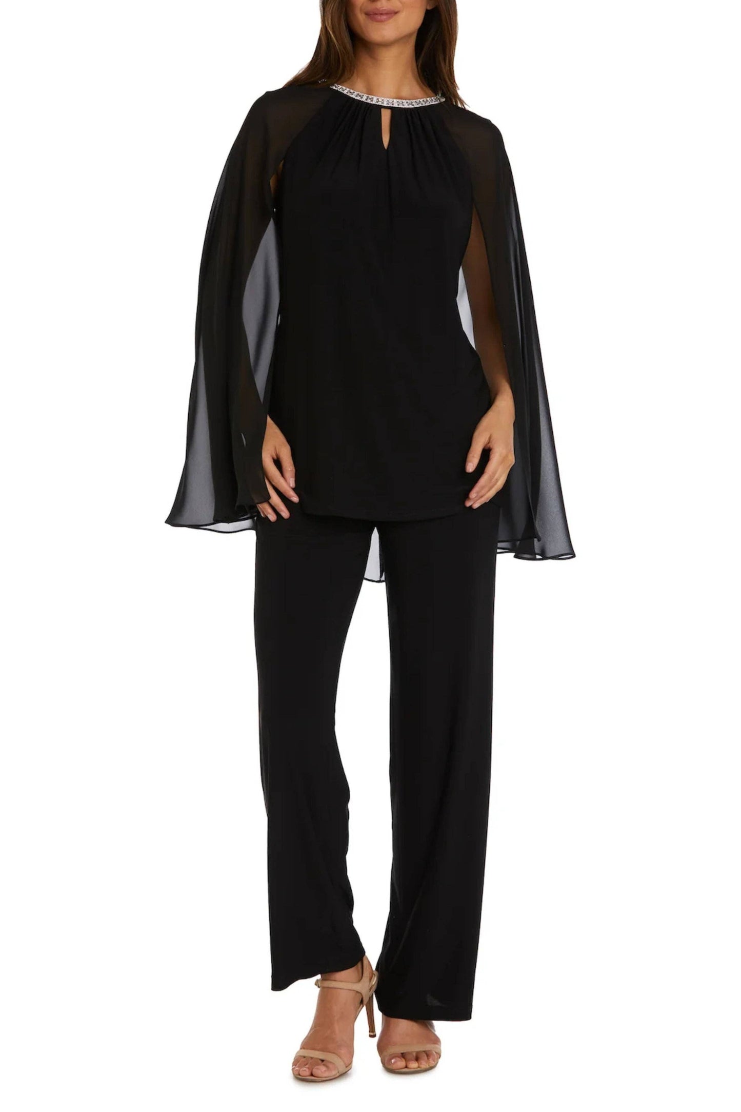 RM Richards Embellished Sheer Cape 2-Piece Set