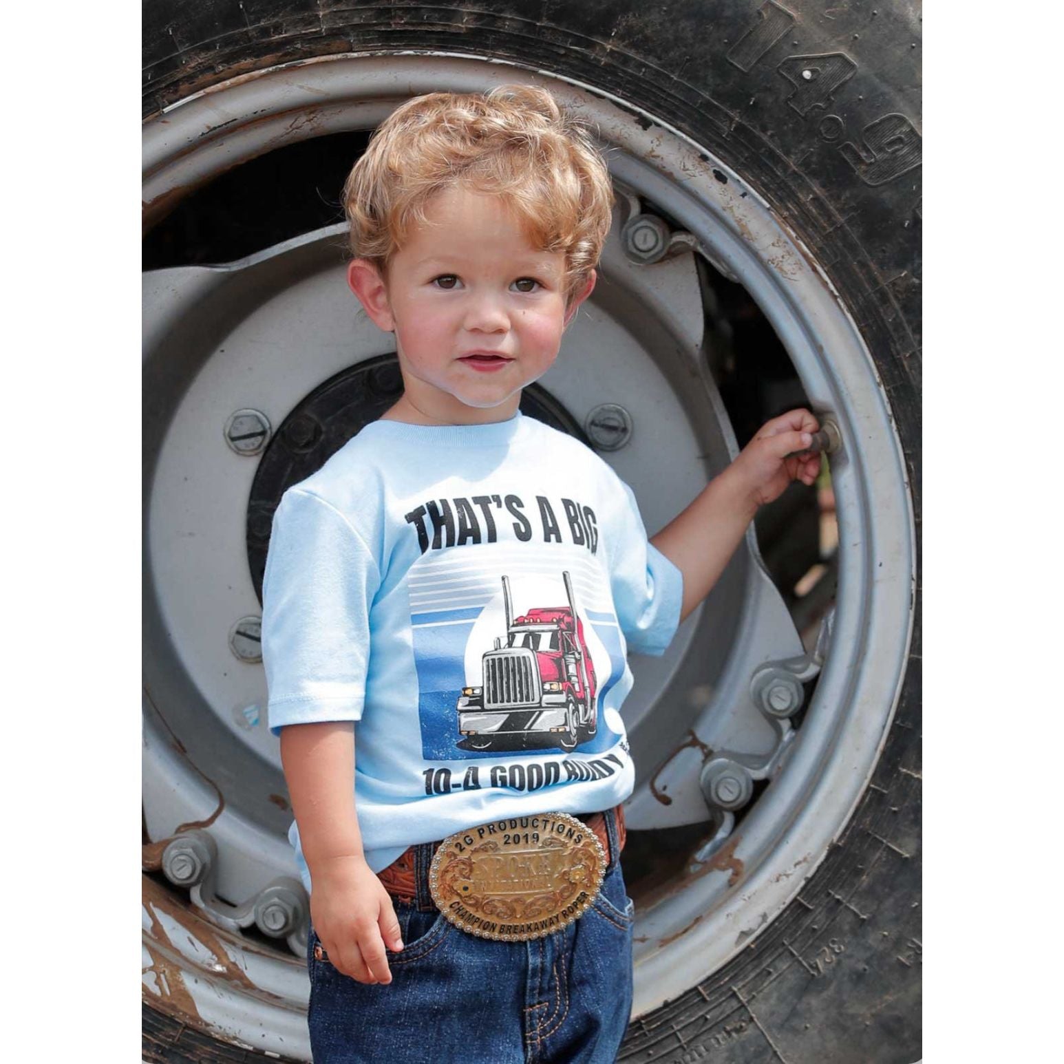 TODDLER BIG 10-4 CREW NECK TEE - LIGHT BLUE