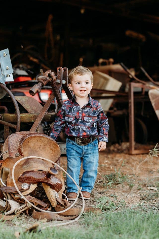 Rodeo Road Black LS Pearl Snap Onesie SNAP17