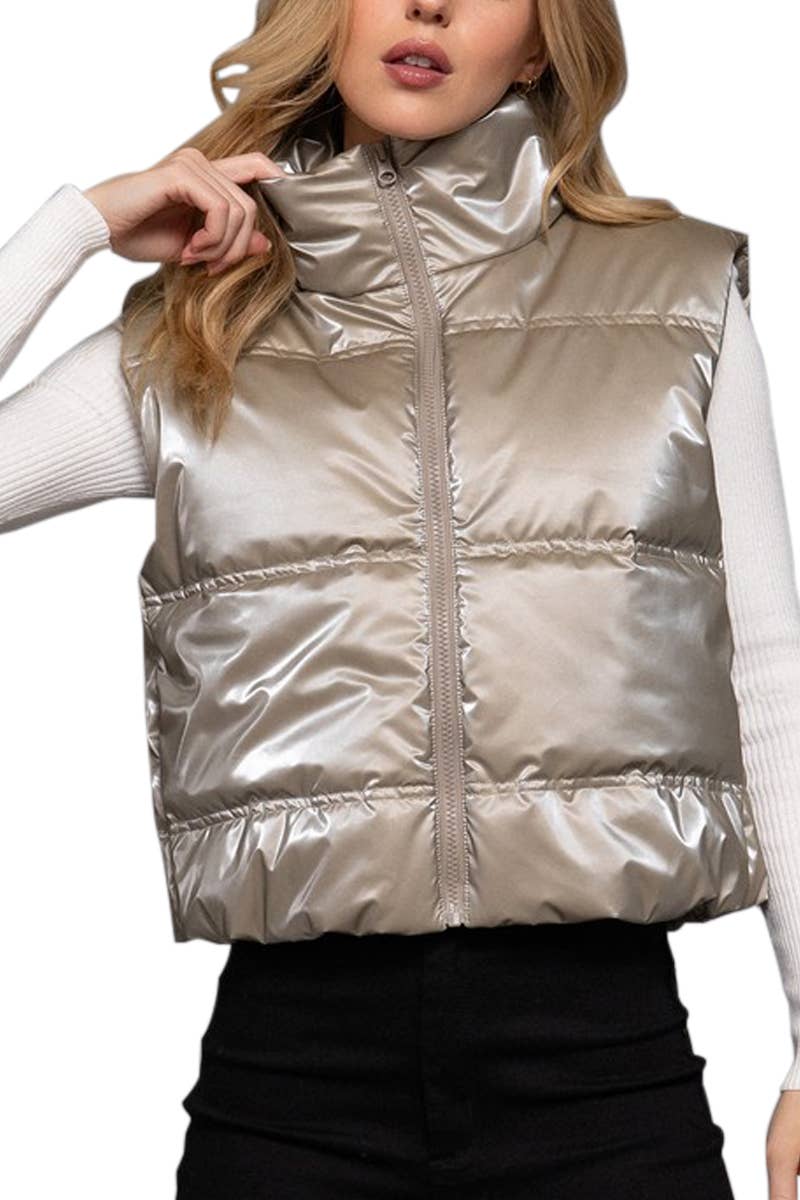 High Neck Zip Up Vest