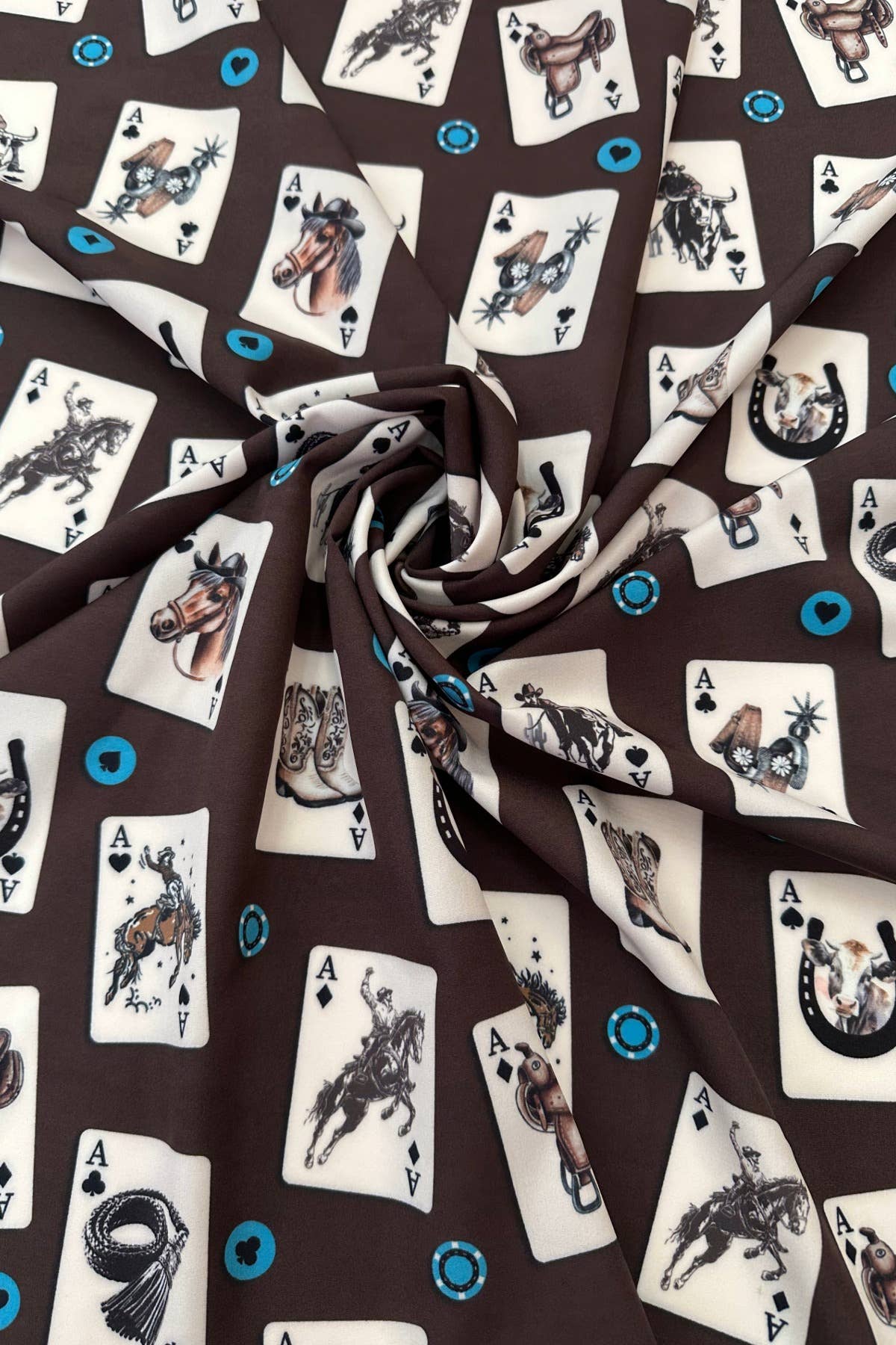 Jade Western Card Print Scarf, Wild Rag SC-6751