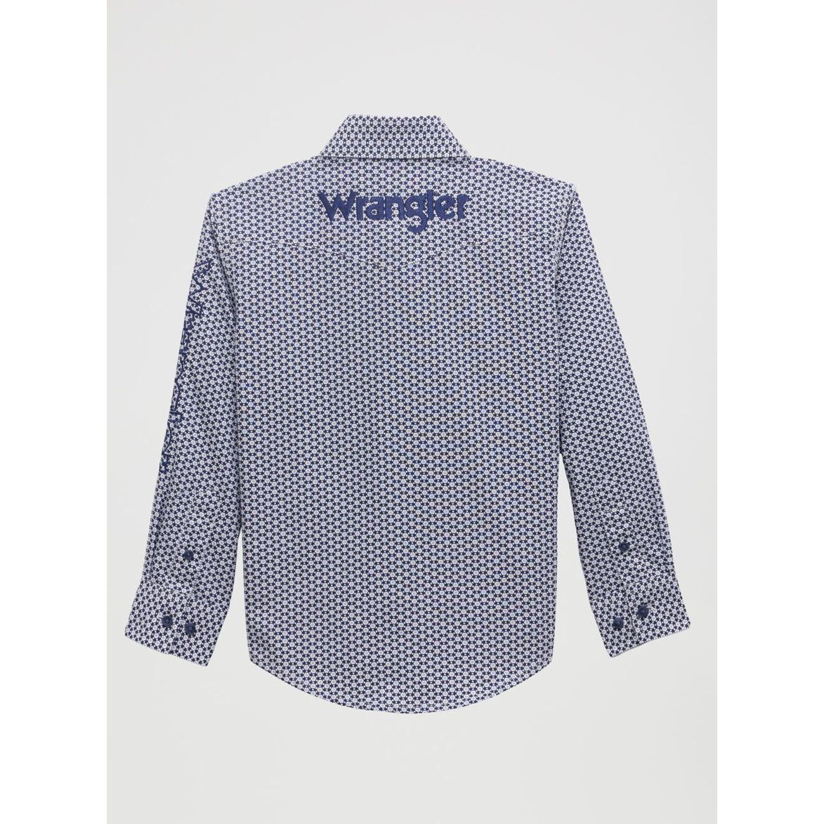 WRANGLER LOGO BLUE GEOMETRIC PRINT - KIDS BOYS SHIRT - 112356519