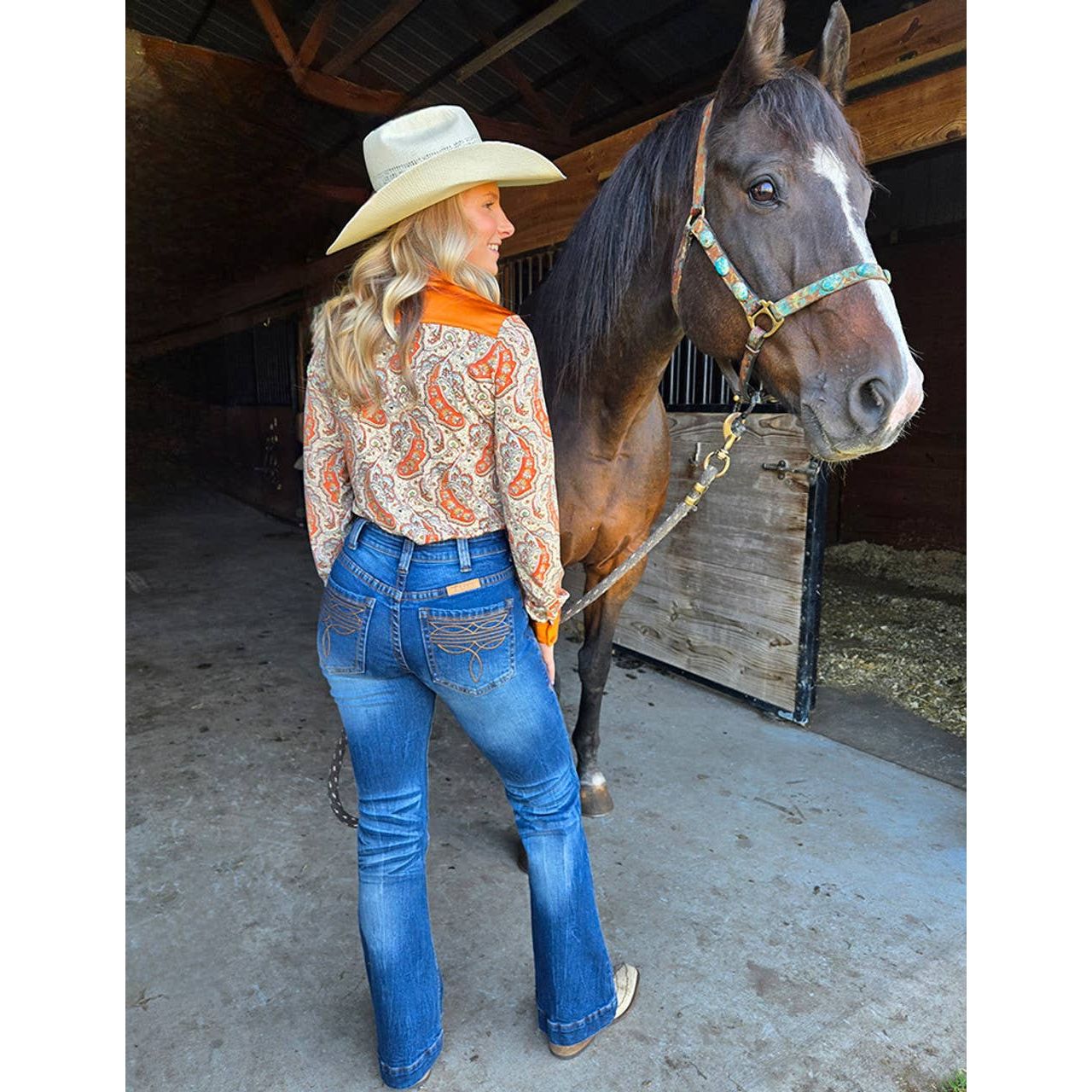 ~Cowgirl Tough Trouser Jeans - Western Bootstitch