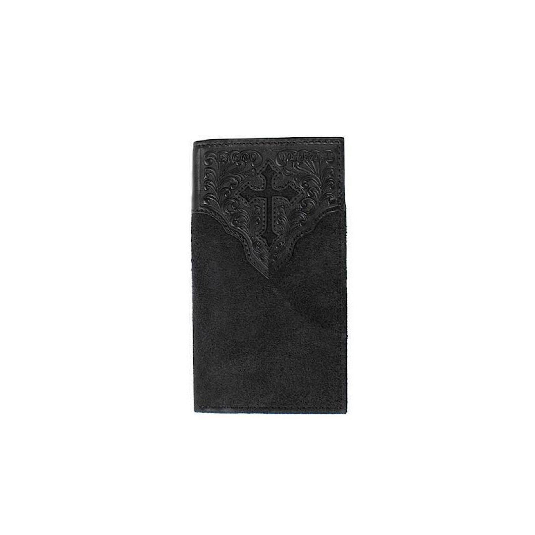 Nocona - Black Roughout Cross Men’s Checkbook Cover/Rodeo Wallet N5413501