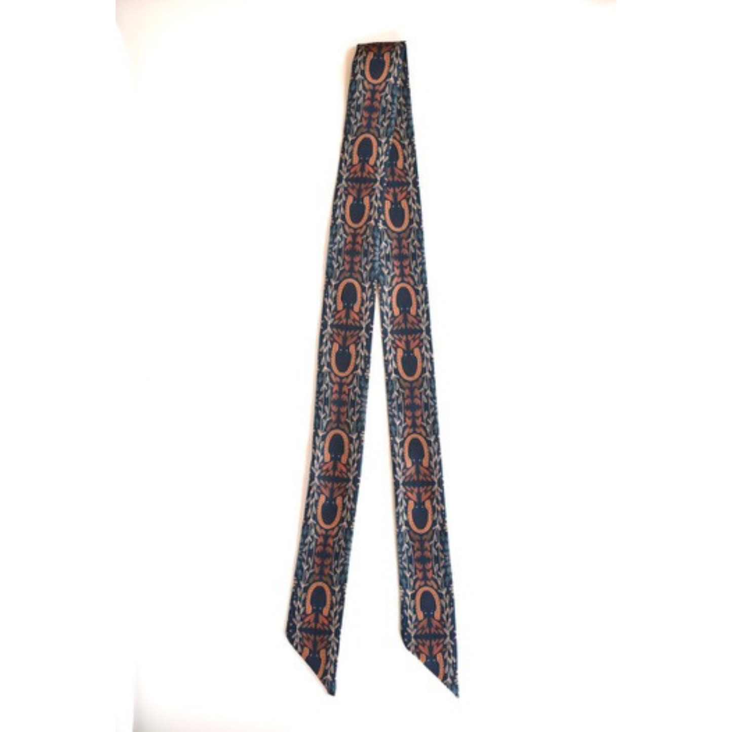 Western Harvest Twilly Scarf in Deep Juniper: Floral Western Satin Chiffon Green Scarf