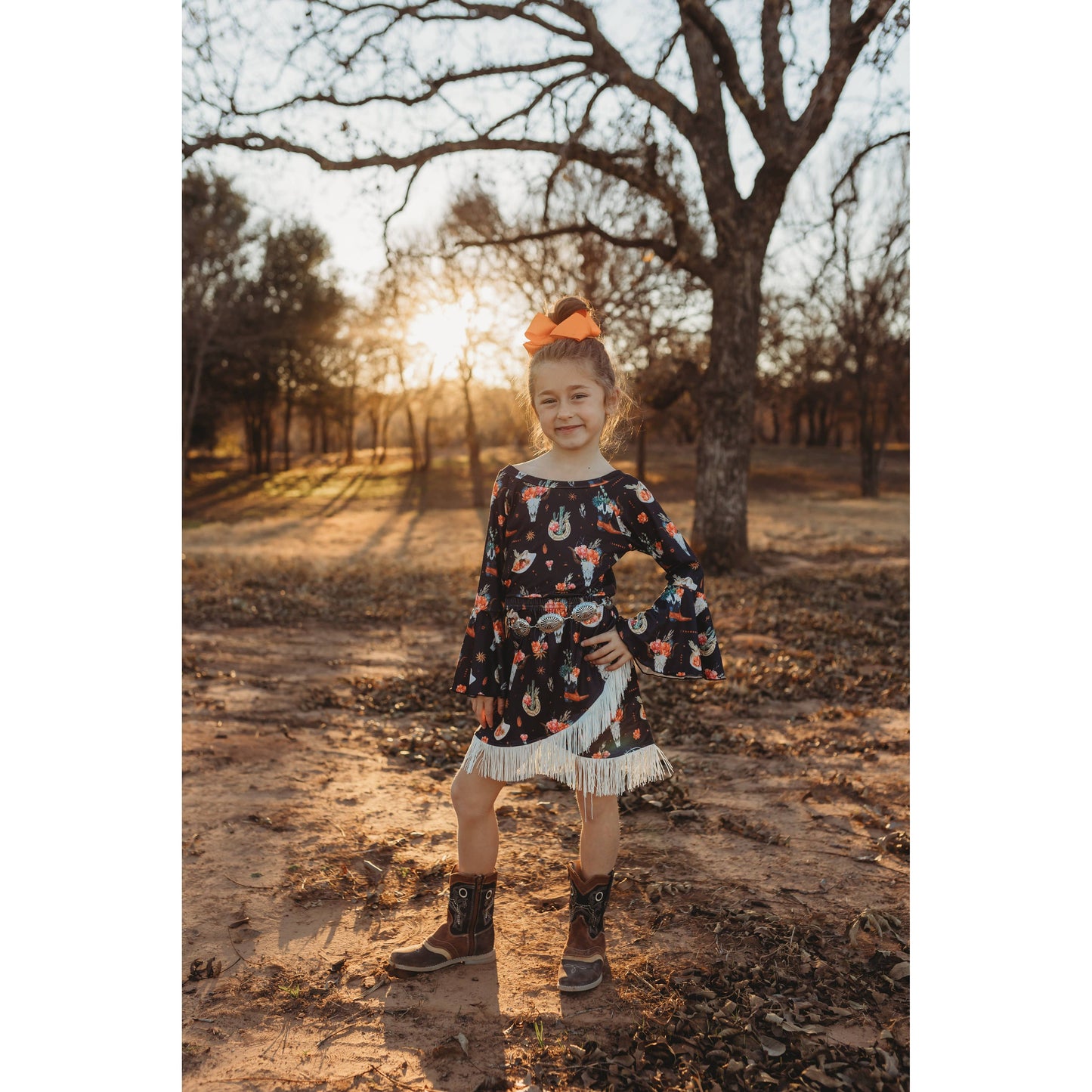 Shea Baby - Black Floral Skull Bell LS Shirt