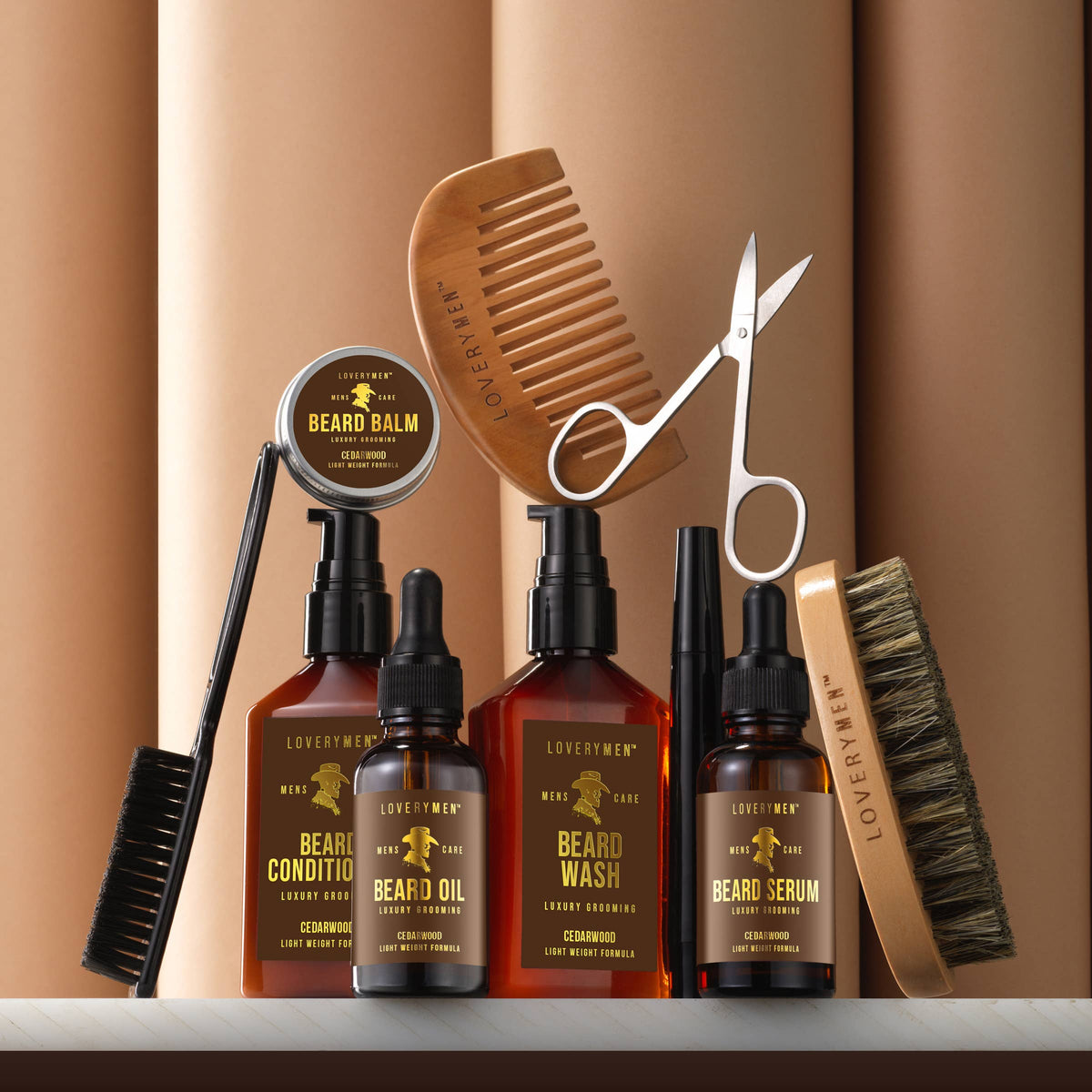 LOVERYMEN 9-Piece Ultimate Beard Care Kit Elegant Gift Box