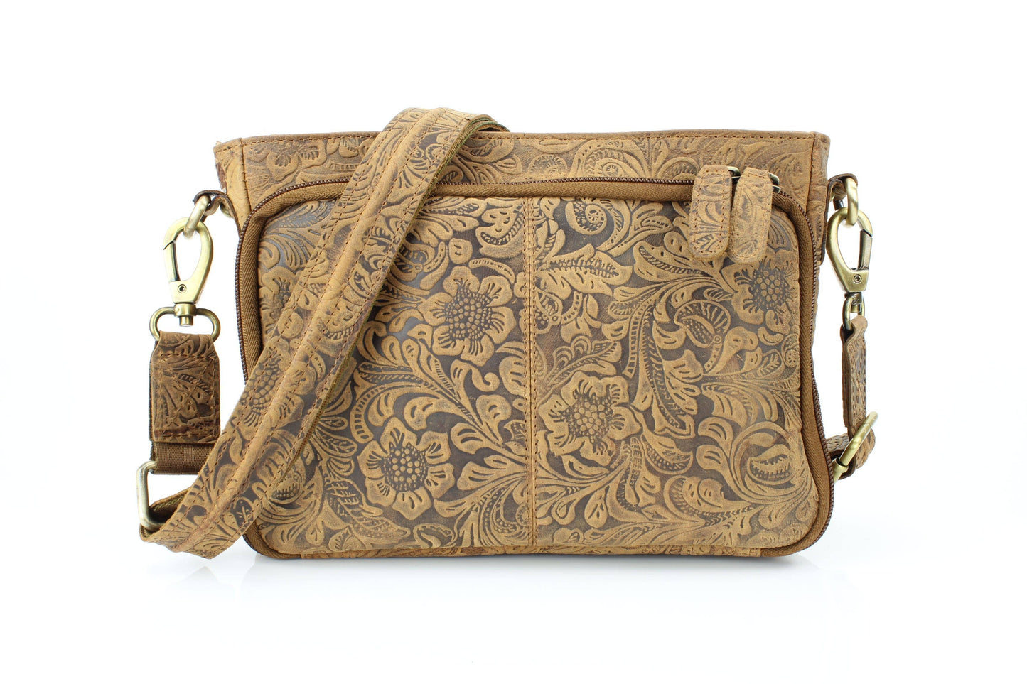 Flap Over Leather Shoulder Bag Hidden Storage 1833