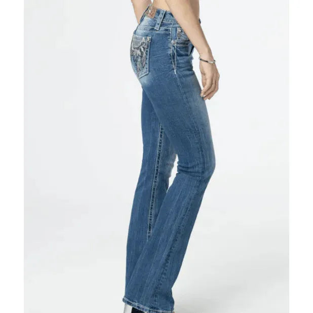 Miss Me Ladies Jeans Slim Fit Mid-Rise Bootcut