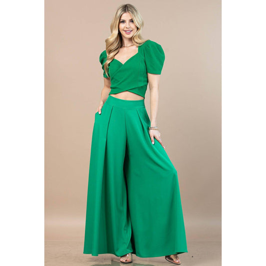 Nylon Apparel - P919-Solid-Solid  Color Women Wide Palazzo Pants