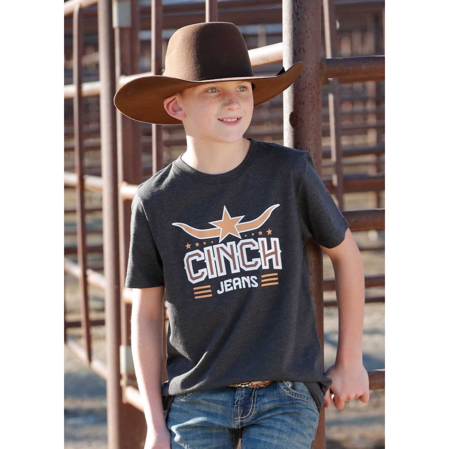 BOY'S CINCH JEANS TEE - CHARCOAL MTT7670152