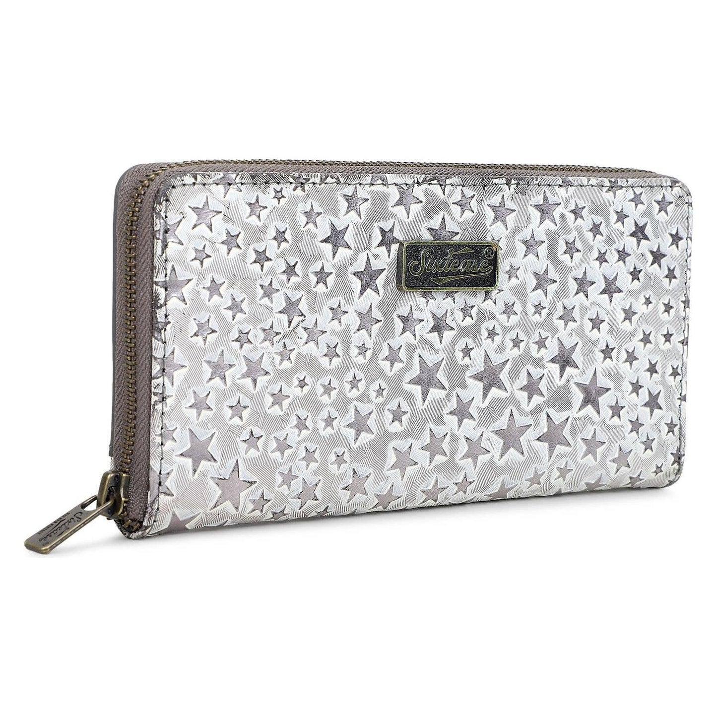 Sixtease Bags - Leather Women's Wallet - Dark Gray Stars