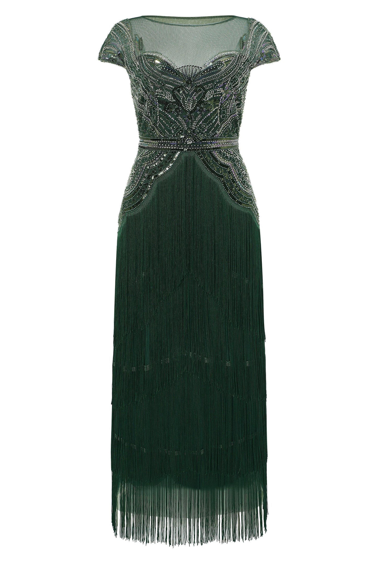 Radiant Iridescent Sequin Fringe Evening Gown