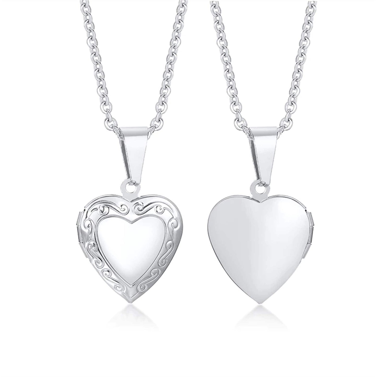Gold Custom Heart Photo Locket Necklace in Stainless Steel