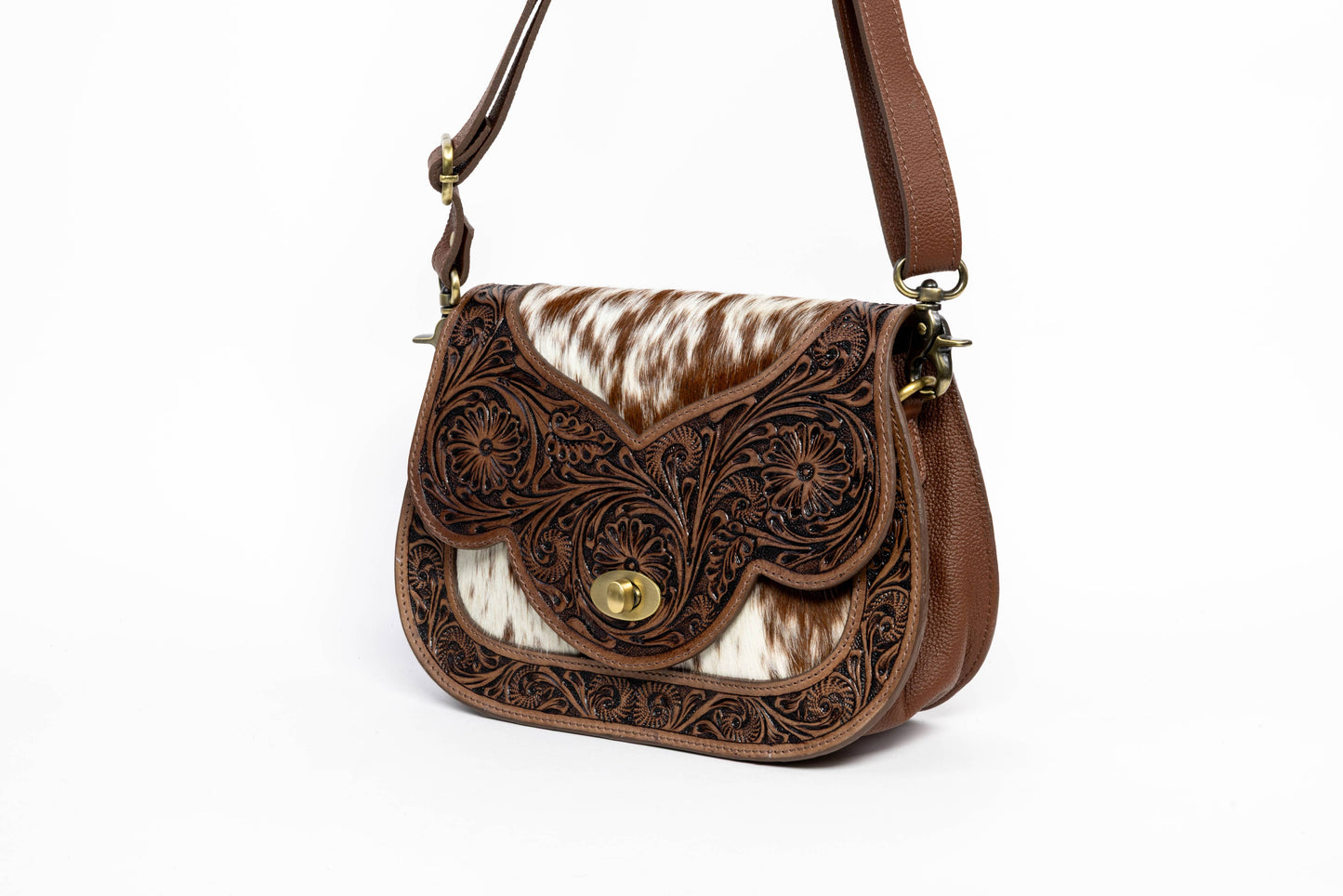 Brown Scalloped Flap Leather Purse ABHB 18-25205