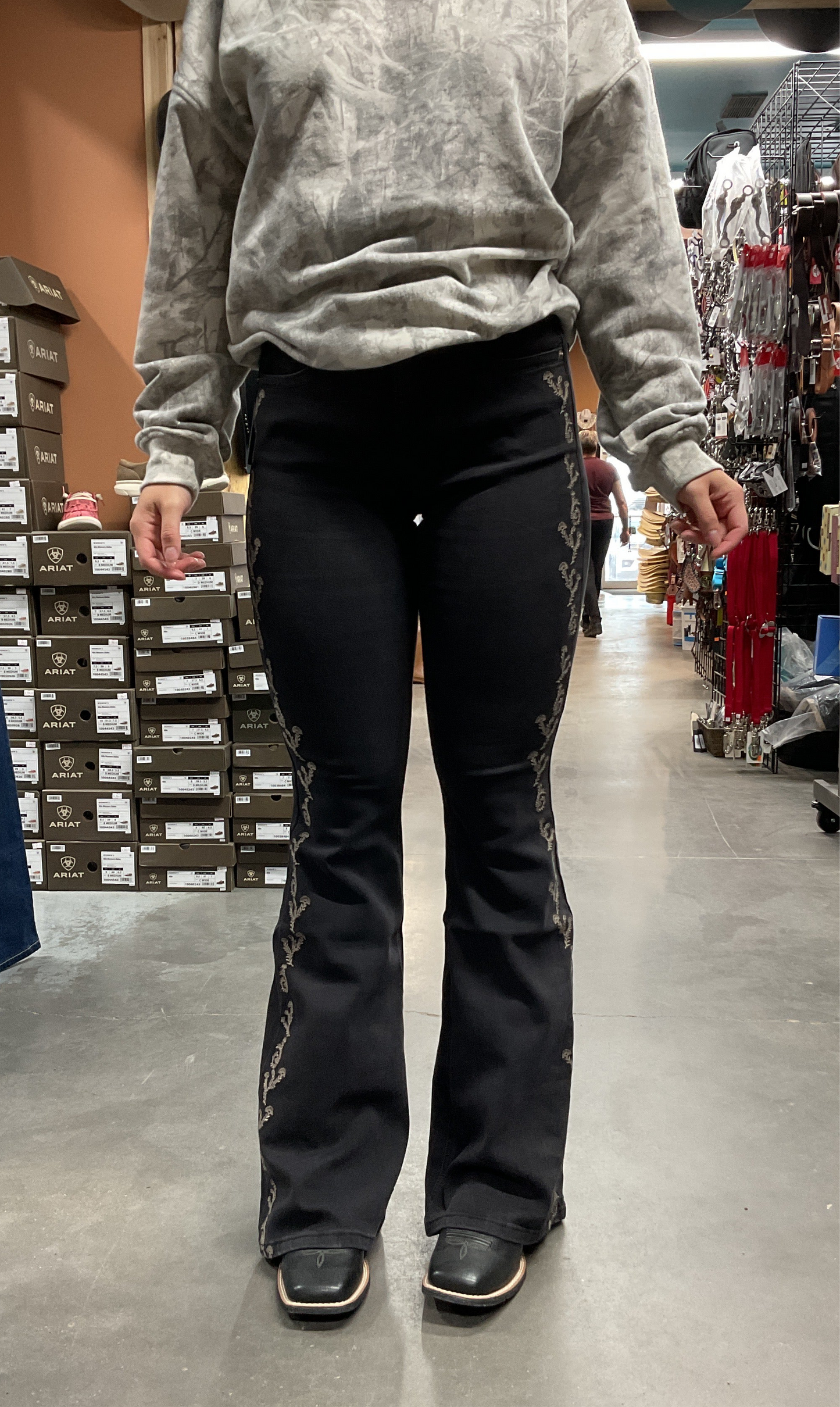 Rock & Roll Denim Ladies Flawless Fit - High Rise, Flare, Embroidered Side Seam BW6HD07212