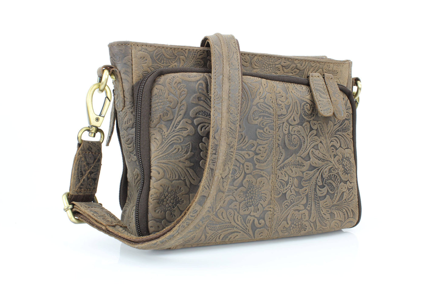 Flap Over Leather Shoulder Bag Hidden Storage 1833