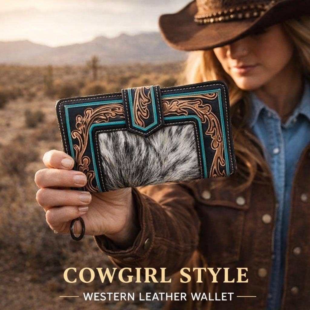 Leather Cowhide Wallet - Wallets For Women