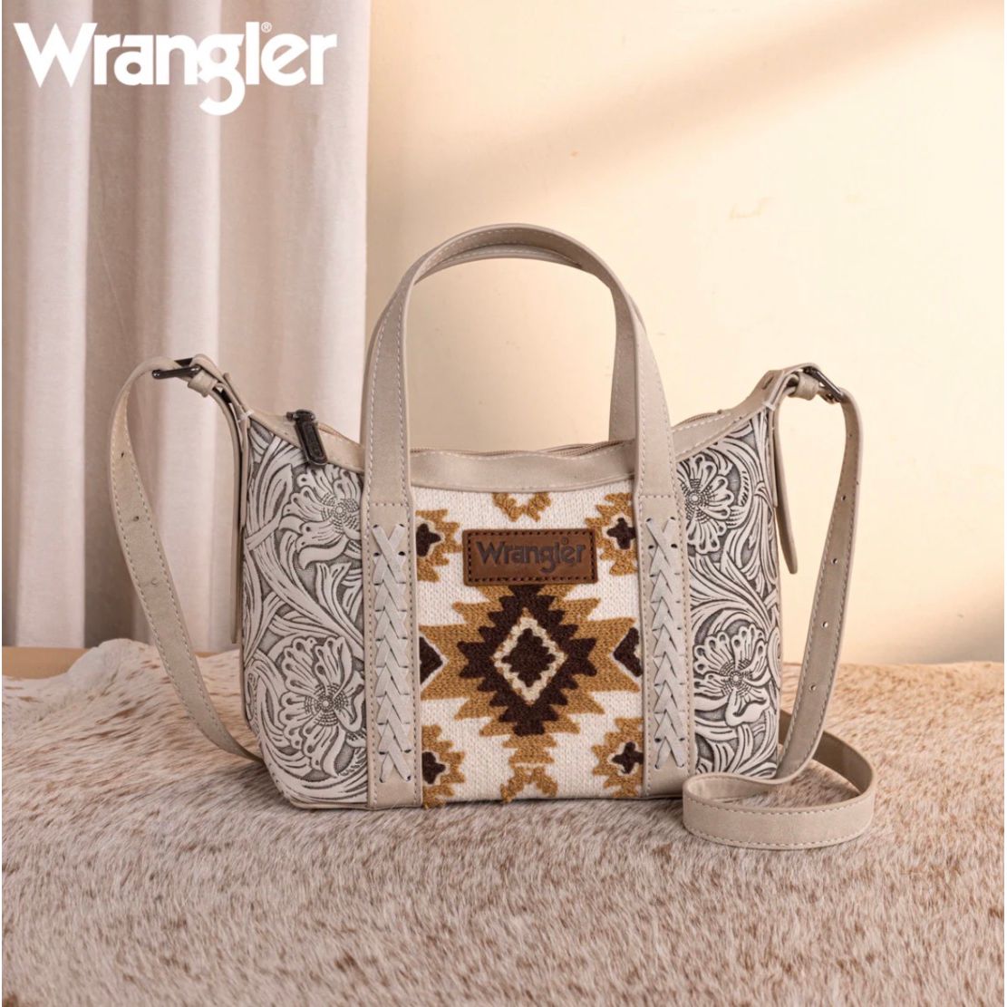 Wrangler Tooled Aztec Pattern Print Tote/Crossbody, WG226-8605