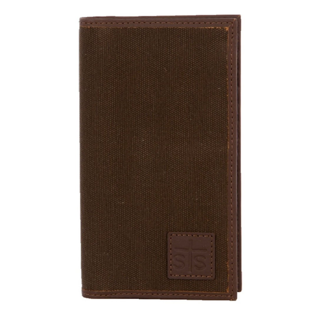 STS Ranchwear - Brown Canvas Men’s Checkbook Cover/Tall Wallet STS63809